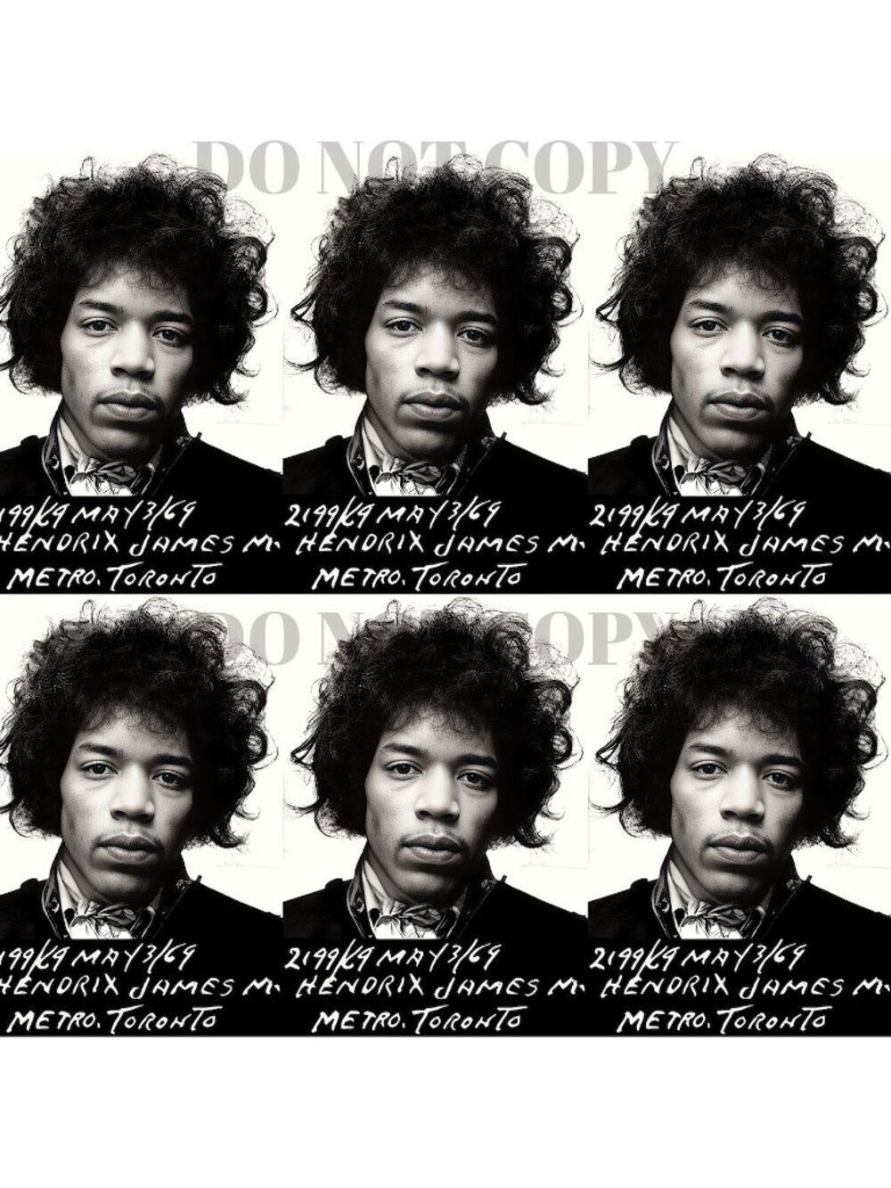 Jimi Hendrix Mugshot Poster 11 X 11 | RARE 1969 Mug Shot Collage | Art Print